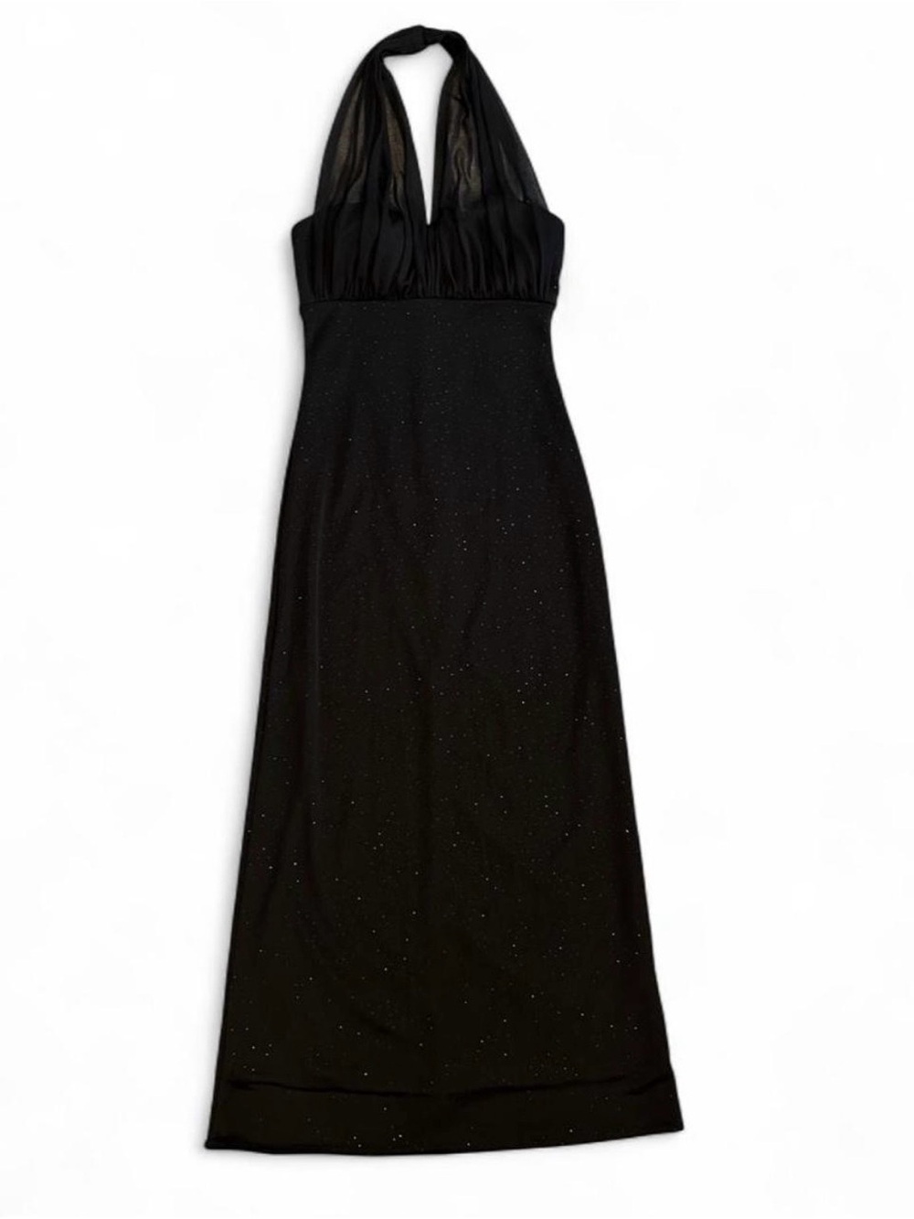 Women’s Vintage Betsy & Adam Black Halter Maxi Dress with Sparkle Size 6